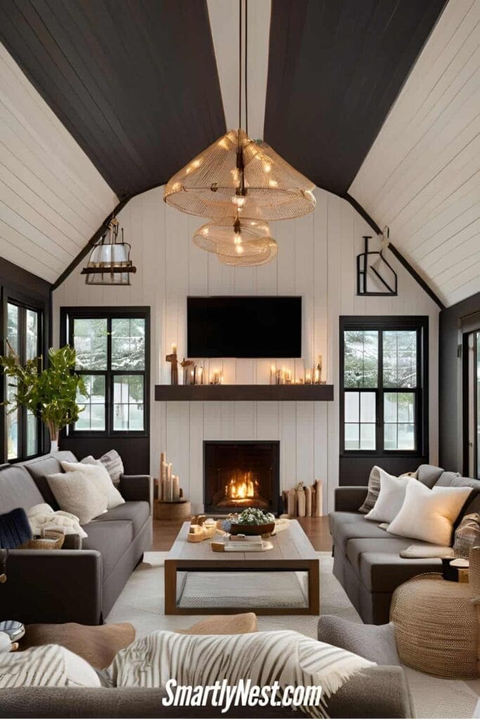 Adding Dark Shiplap on Walls and Ceilings
