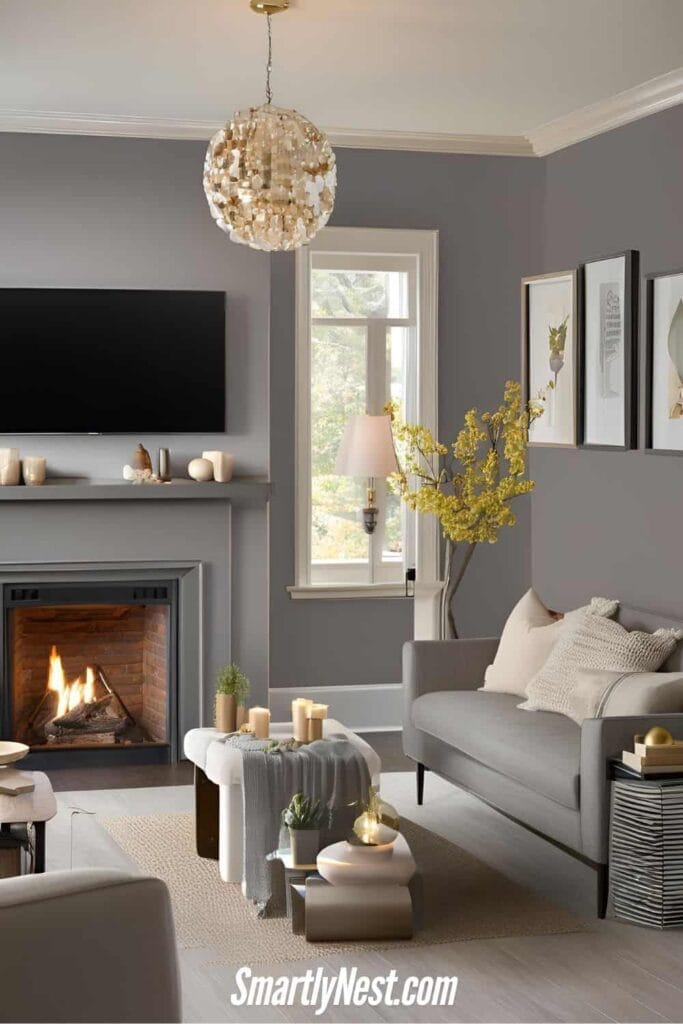 Benjamin Moore Cloak Gray Living Room