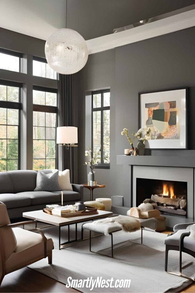 Benjamin Moore Kendall Charcoal Living Room