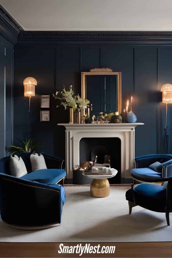 Farrow & Ball Black Blue Living Room