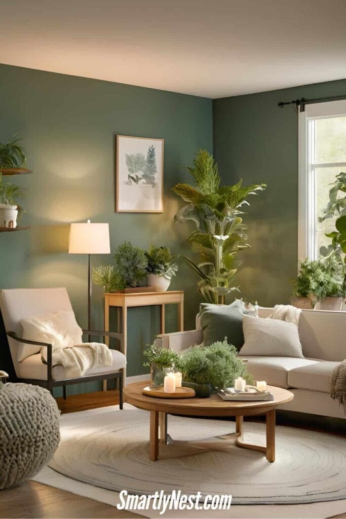 Sherwin-Williams Pewter Green Living Room