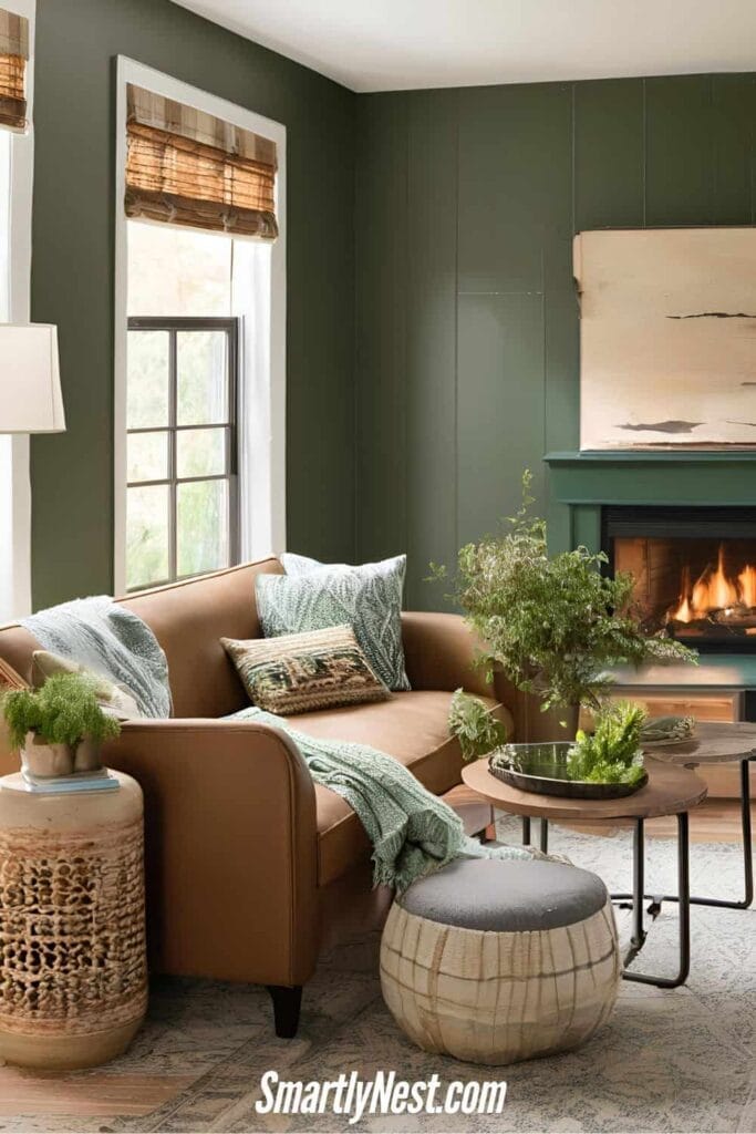 Sherwin Williams Roycroft Bronze Green Living Room