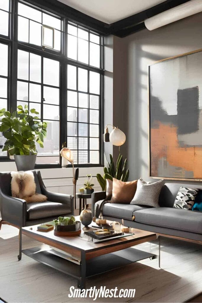 Smoky Gray Industrial Mid-Century Fusion