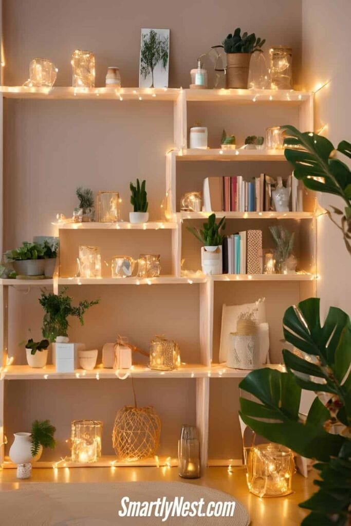 Wrap Fairy Lights Around Shelves and Furniture