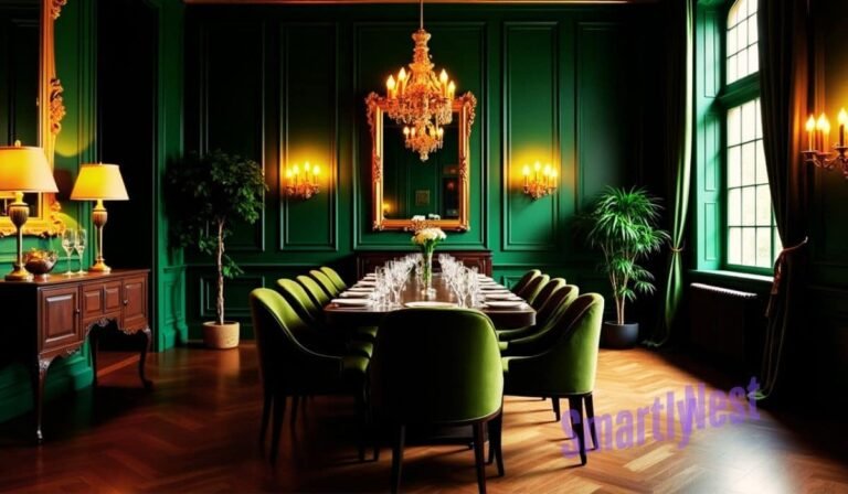 Moody Green And Gold Dining Room Ideas