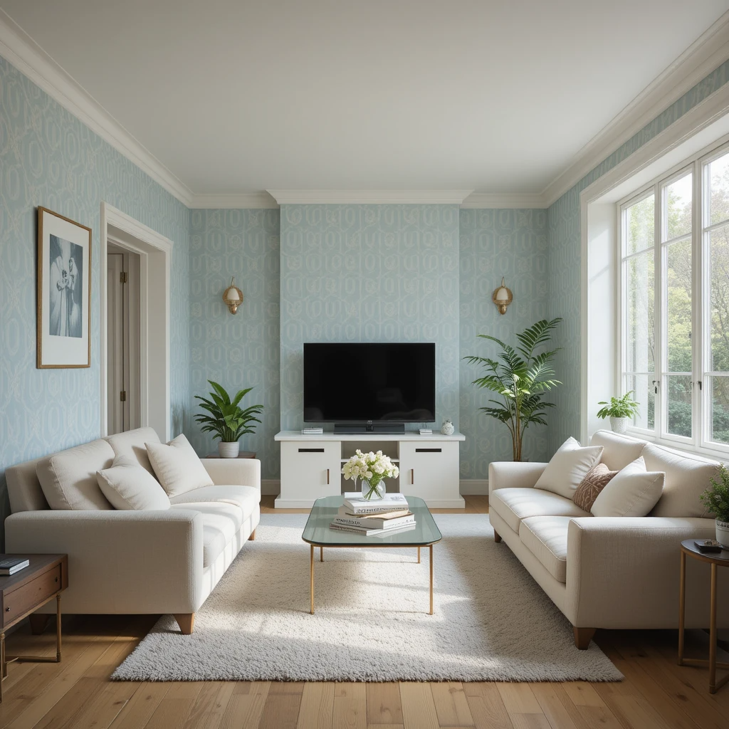 Living Room Blue Wallpaper